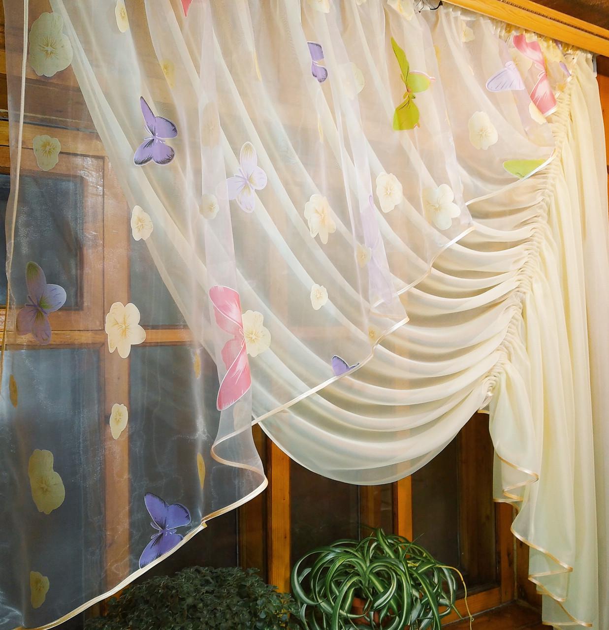 Занавеска кухонная готовая Камелия лунное сияние правая - фото 5