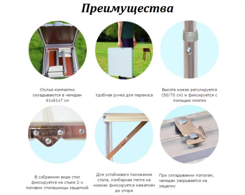 Стол для пикника раскладной Folding Table и 4 стула Зеленый - фото 6