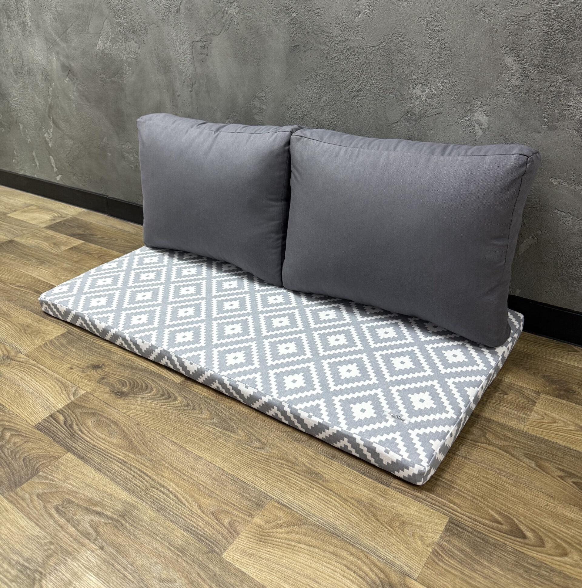 Комплект матрас Comfort Home Facets grey с подушками на поддоны/качели/каркасы/садовая мебель панама 120х60х40х8 см