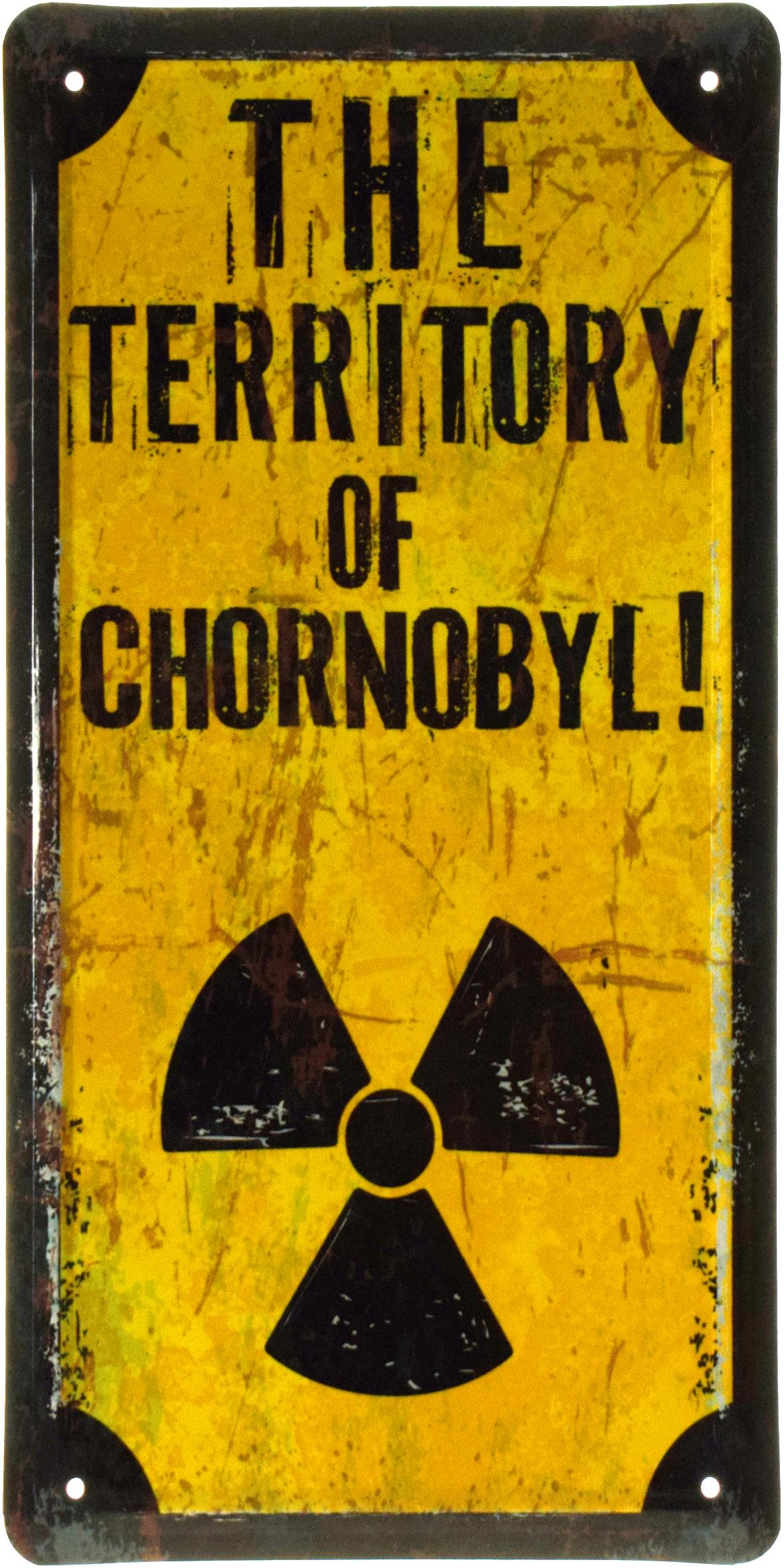 Табличка металлическая "The Territory Of Chornobyl" 15x30 см (ms-103567)