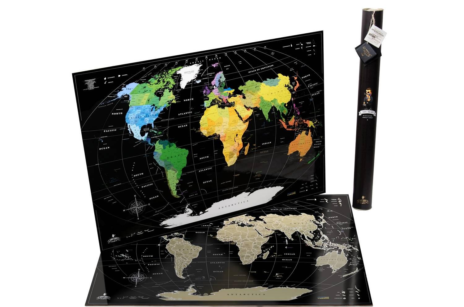 Скретч карта світу без росії My Map Perfect world edition ENG у тубусі Black - фото 3