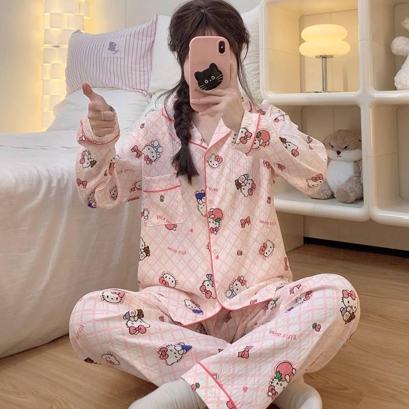 Пижама для девочки подростковая с принтом Hello Kitty из хлопка 152-160 см 10-13 лет Розовый (10398) - фото 6