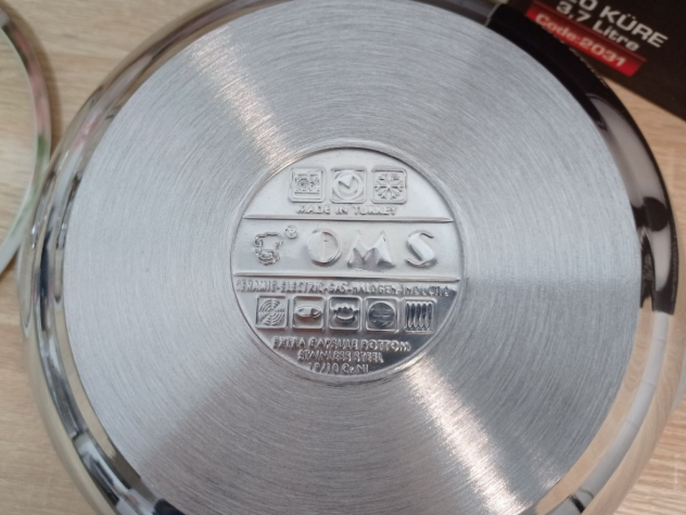 Каструля OMS 2031-13.5 з нержавіючої сталі з кришкою для газу та індукції 13,5 л - фото 2 Каструля OMS 2031-13.5 з нержавіючої сталі з кришкою для газу та індукції 13,5 л - фото 2