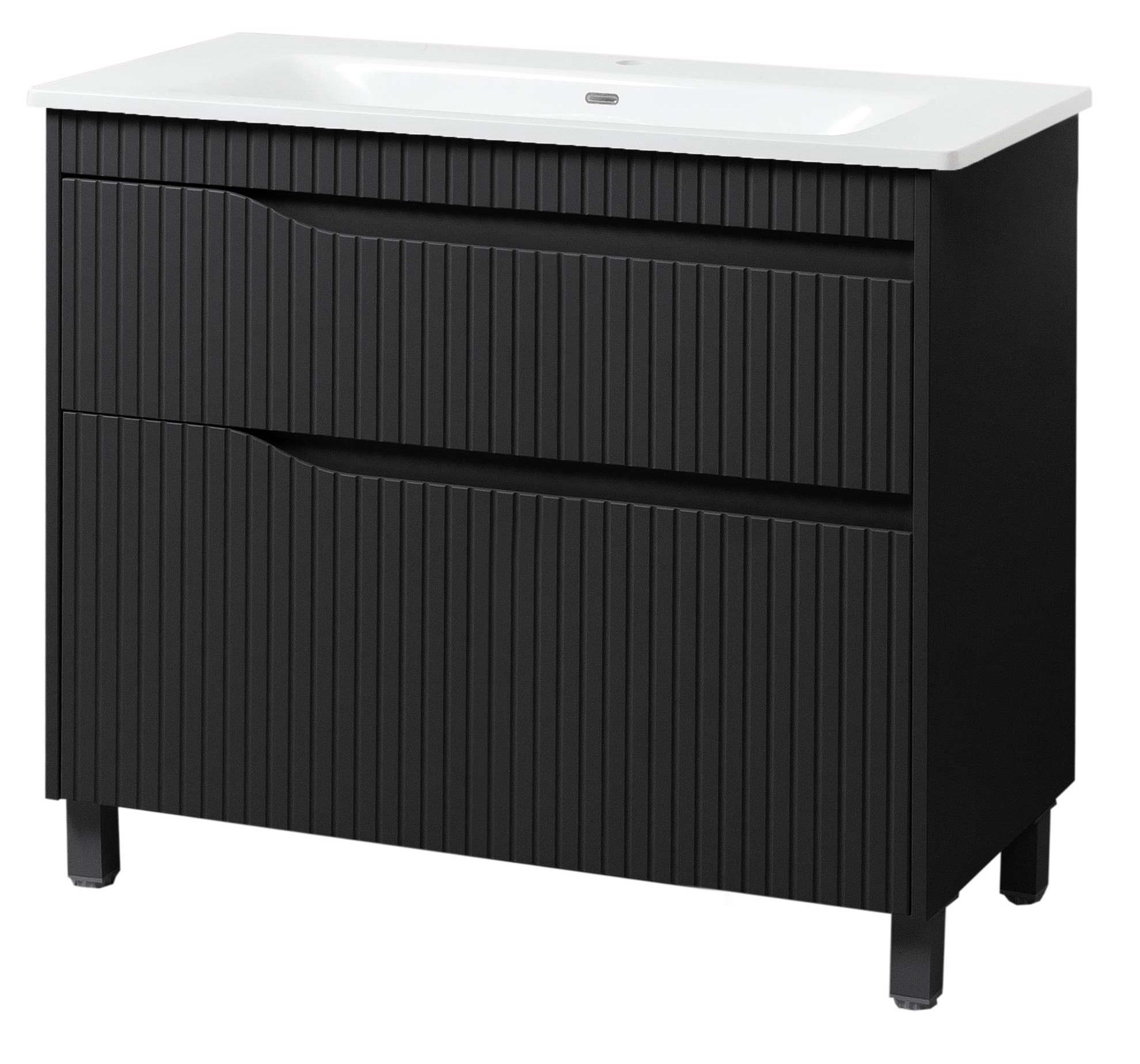 Тумба ЮВВИС Florence ТНБ-2 Д с умывальником Квадро 100 см Антрацит матовый (UVV144)