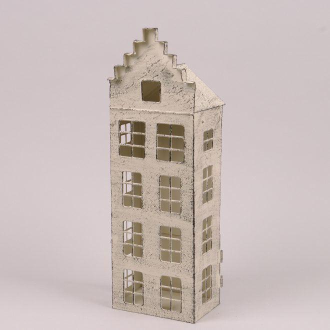 Свічник Flora Будиночок металевий 40 см Кремовий (39578) - фото 1