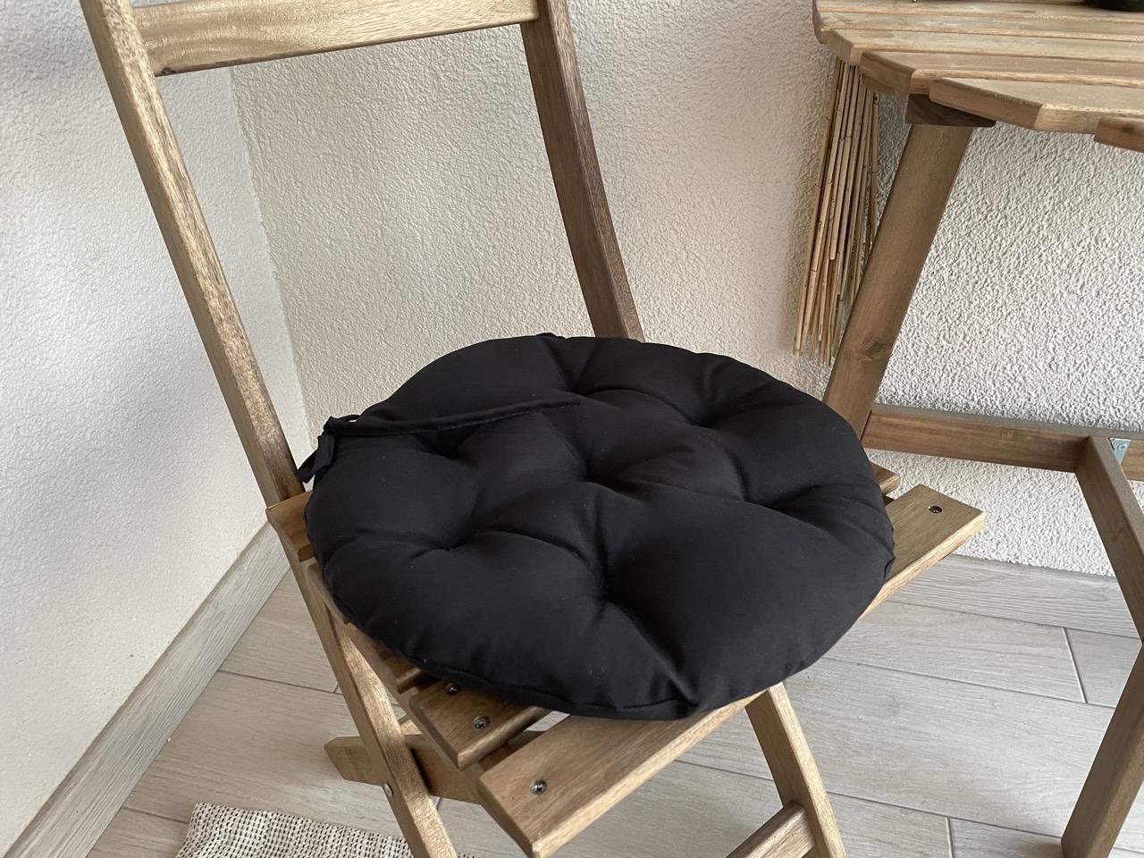 Подушка на стул с завязками круглая Color 40х40х5 см Черный Подушка на стул с завязками круглая Color 40х40х5 см Черный