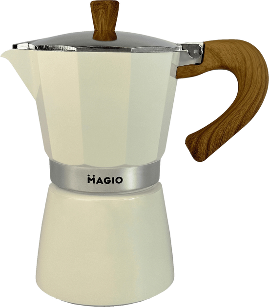 Кофеварка гейзерная Magio MG-1008 алюминиевая 300 мл Бежевый (GR-04718) Кофеварка гейзерная Magio MG-1008 алюминиевая 300 мл Бежевый (GR-04718)