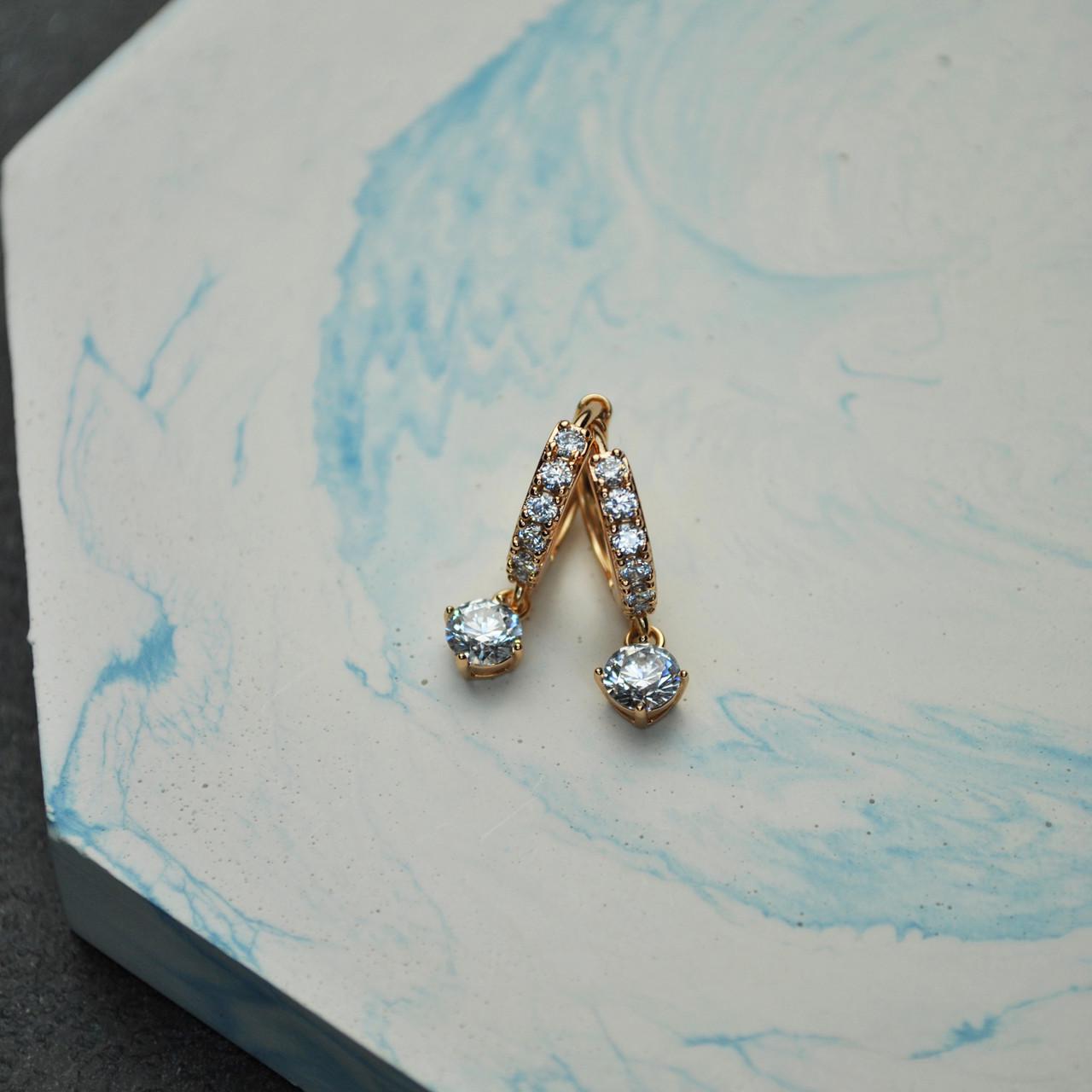 Серьги-кольца фианиты медицинская сталь позолота 5 мм (x113)