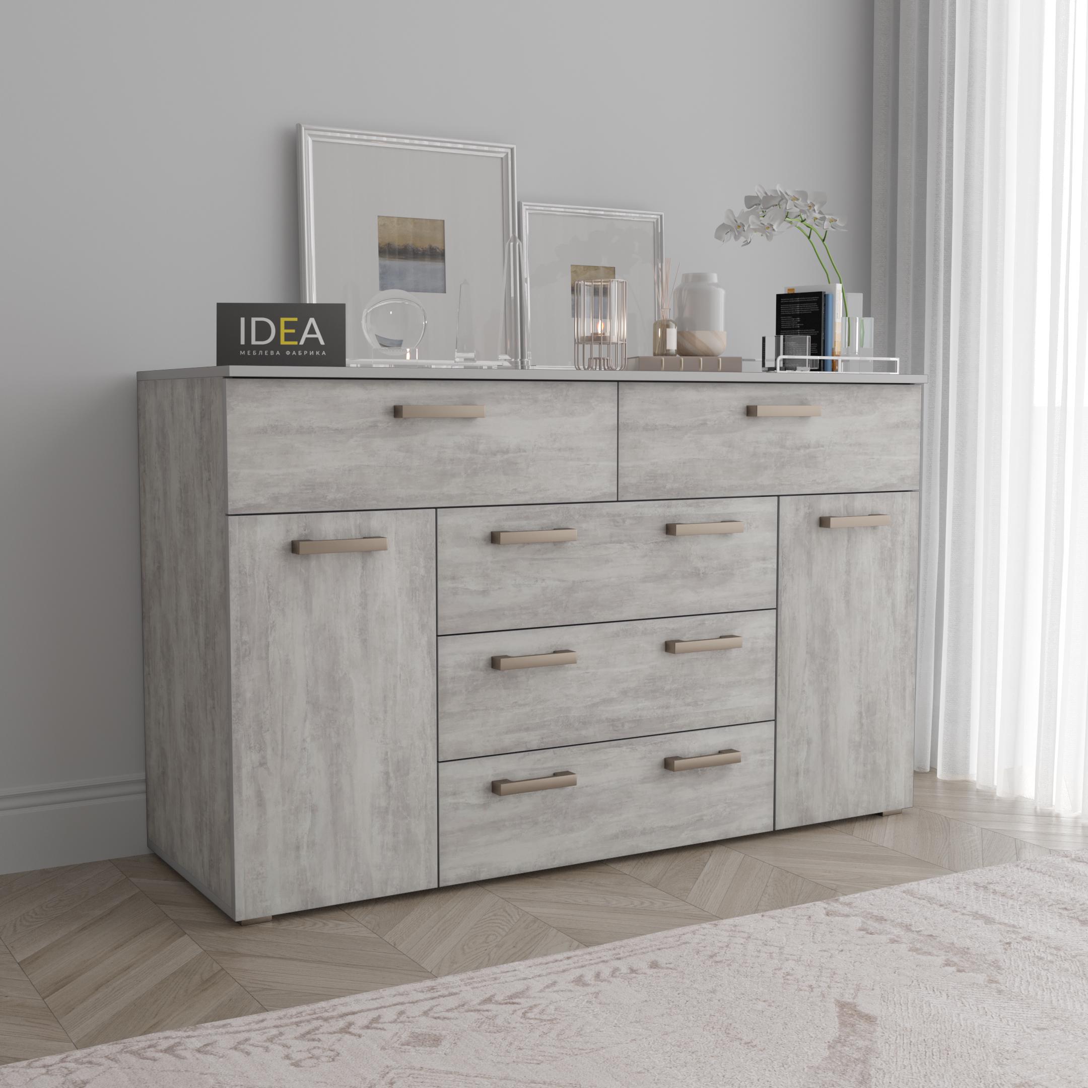 Комод Idea ТКБ-377.1 на 5 шухляд з дверима Бетон урбан (26718351)