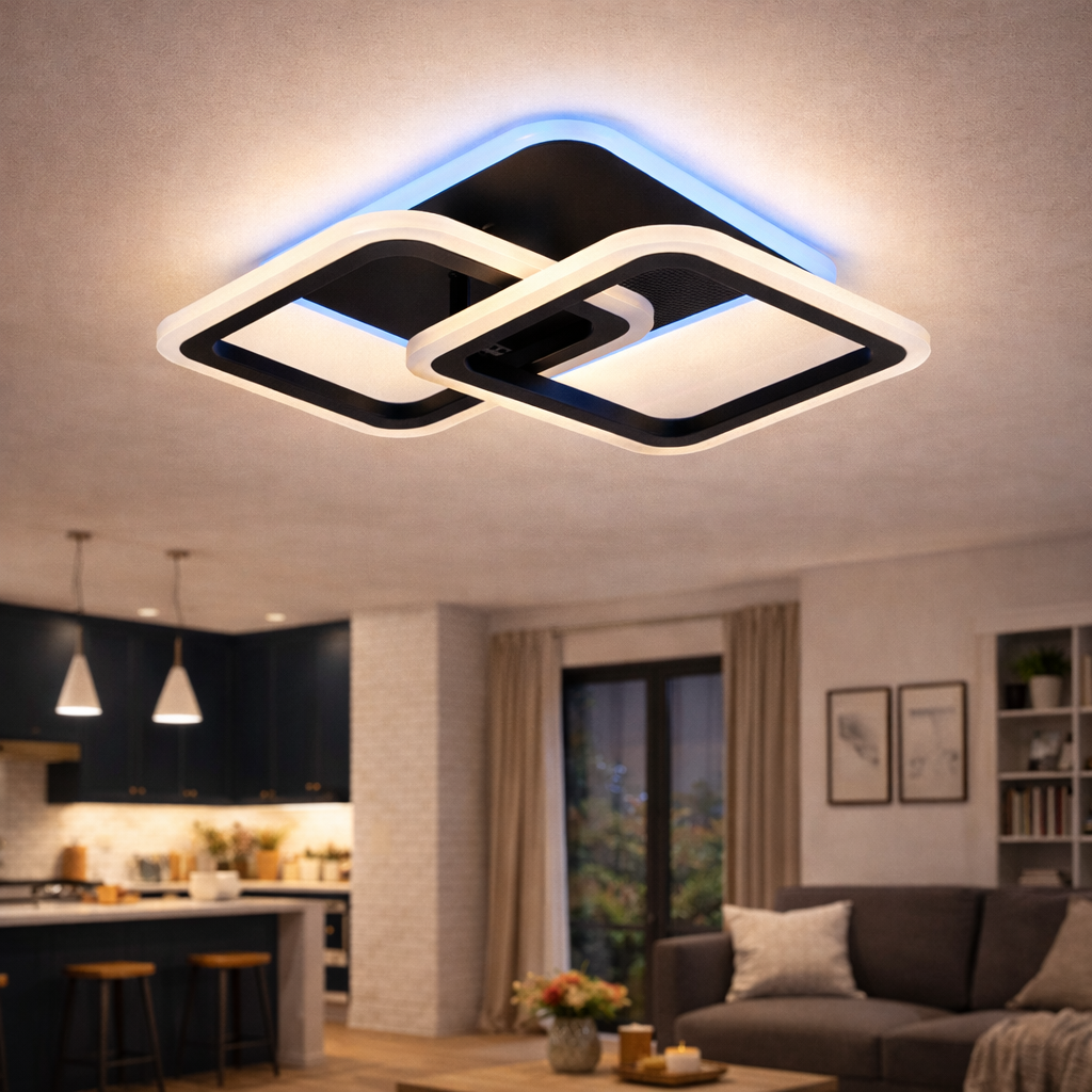 Люстра светодиодная Valeso 36W с подсветкой корпуса 3000K-6500К с пультом Черный (LI8822B/2 BK RGB)