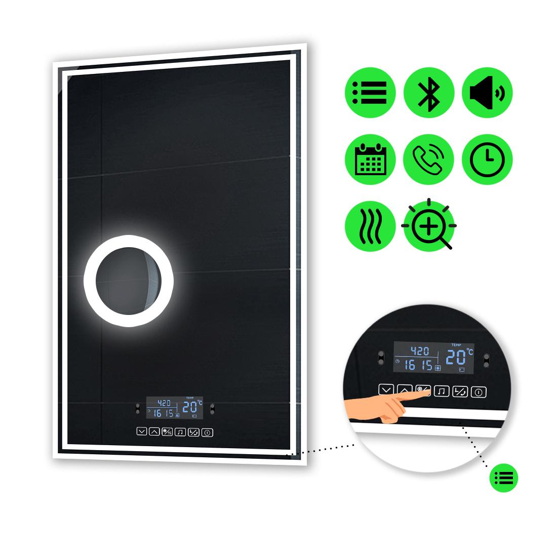 Зеркало с LED подсветкой Marita с Smart-блоком линзой с подсветкой и подогревом 100x80 см (Marita135)