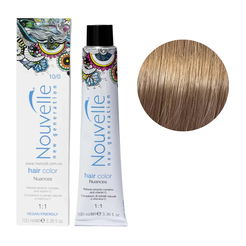 Фарба для волосся Nouvelle Hair Color 10/0 Теплий натуральний платиновий блонд 100 мл