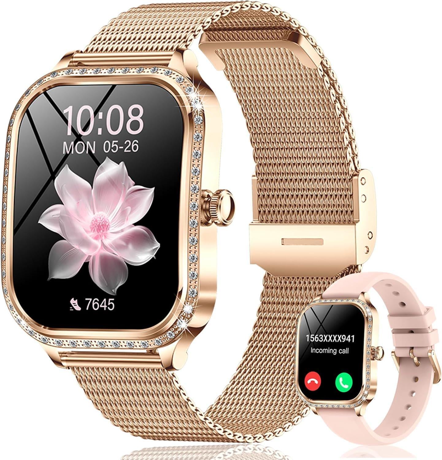 Смарт-часы женские Glamour Rose Smart Watch с поддержкой уведомлений и фитнес-трекером