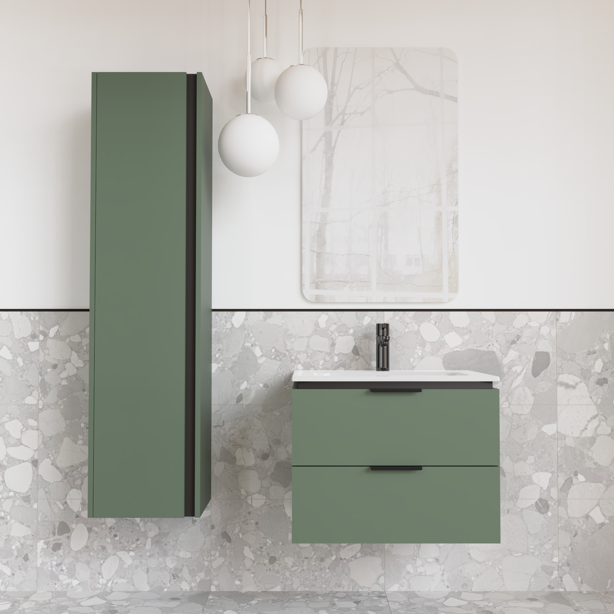 Тумба підвісна з раковиною MVK Vostok Icon 55 В2 550х450х530 мм Зелений димчастий (p255gr) - фото 4