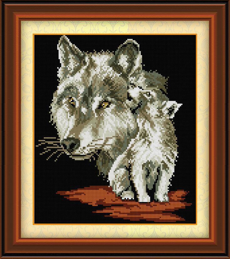 Алмазная мозаика Dream Art Волчица с волчонком 33x41 см (DA.30446)