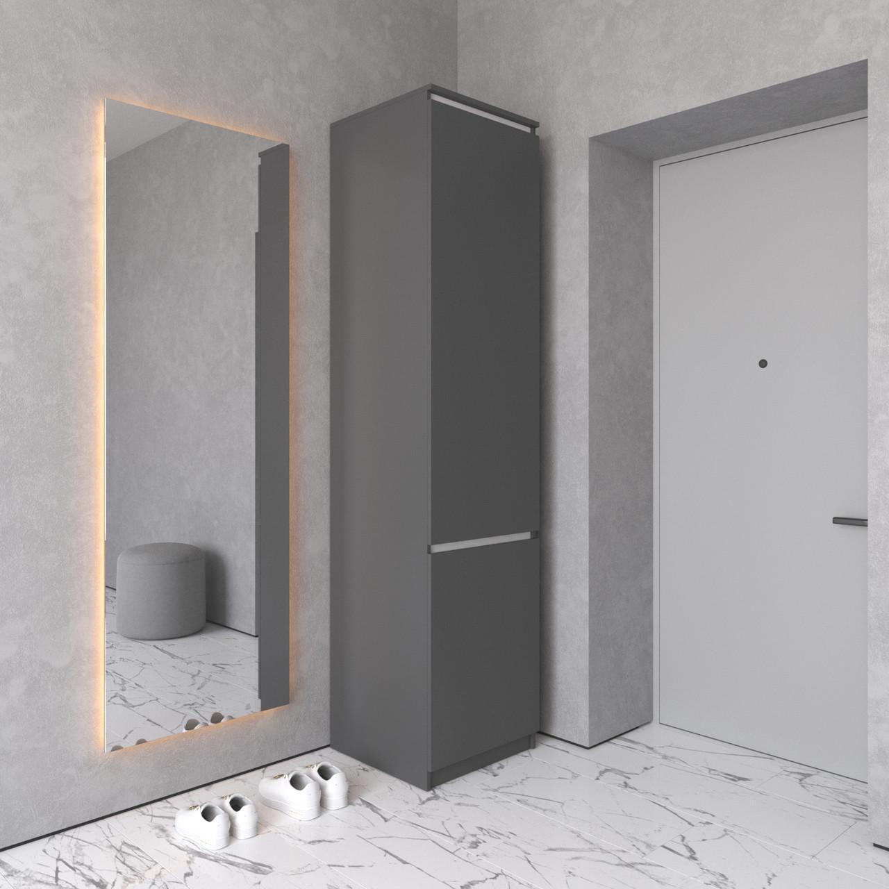 Шафа-пенал Вайс R-21 502х500х2110 мм Антрацин/Білі планки (30771741) - фото 1 Шафа-пенал Вайс R-21 502х500х2110 мм Антрацин/Білі планки (30771741) - фото 1