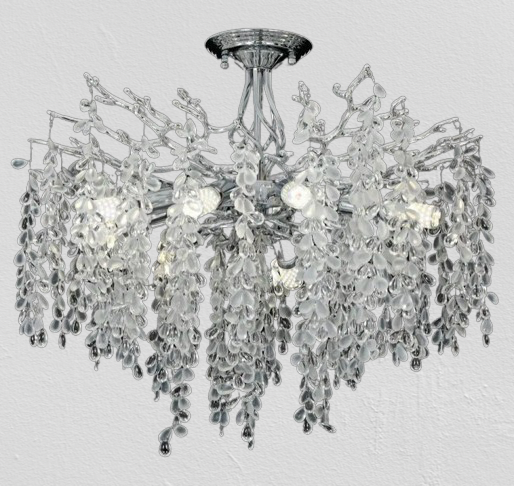 Люстра Sirius с хрустальными гроздьями под восемь ламп G9 Хром (Ш C33008-600 CH)