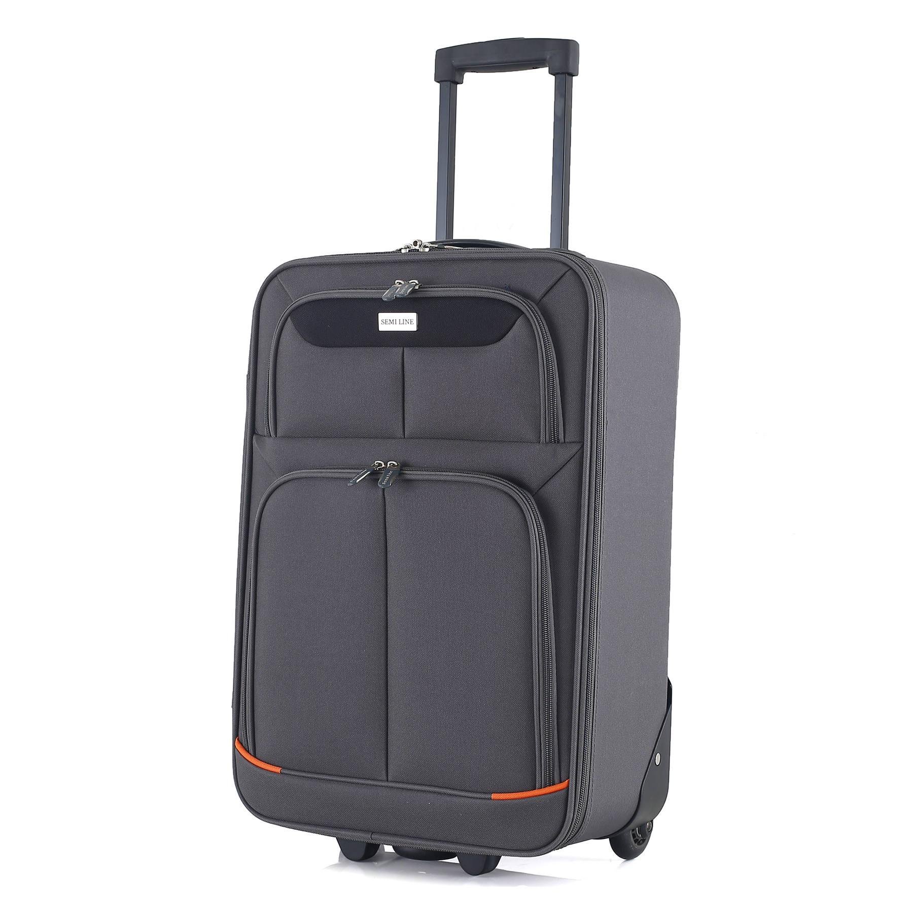 Чемодан SEMI LINE 20" S Grey/Orange Lines (T5754-1) - фото 1