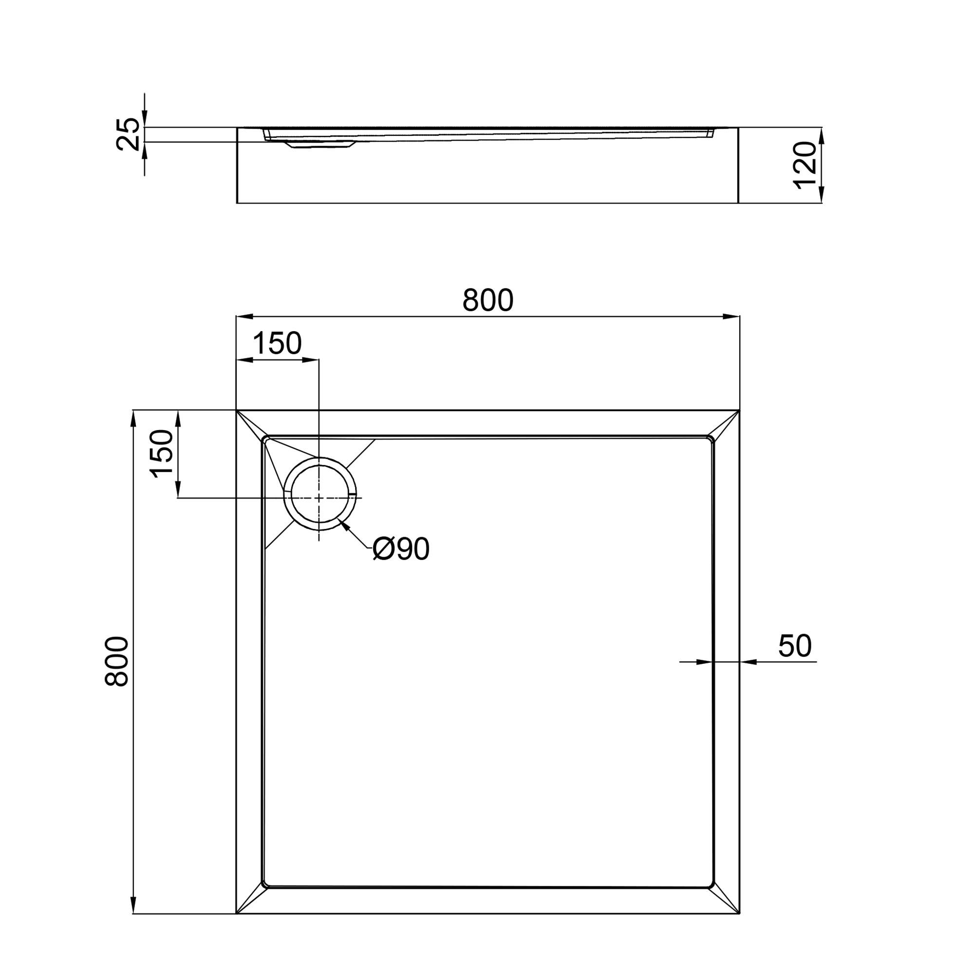 Душовий піддон Q-tap Tern 308812C із сифоном 80x80x12 см - фото 2