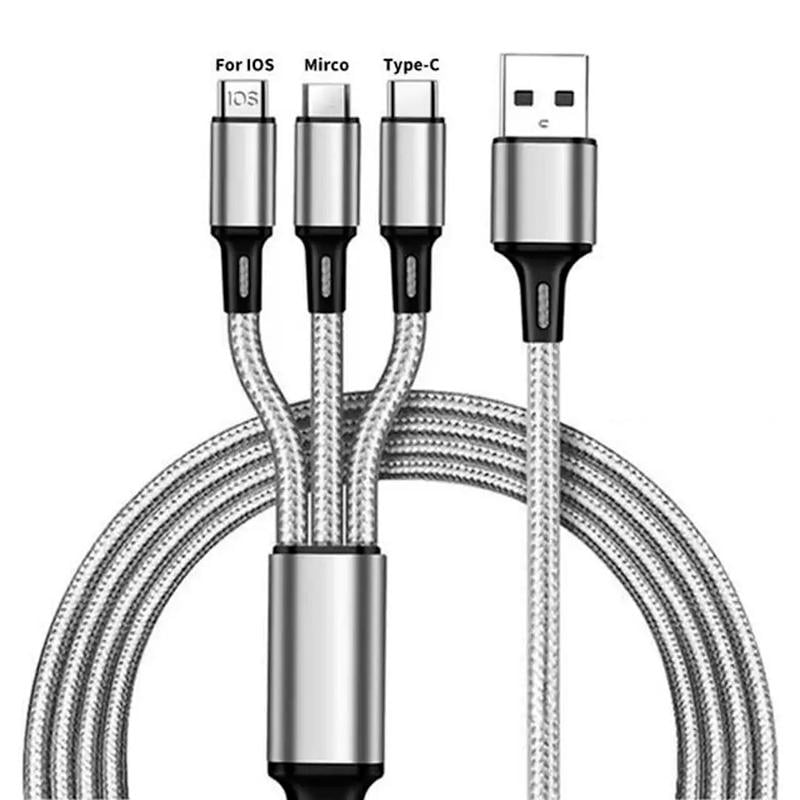 Кабель для зарядки и передачи данных 2.4A USB Type-A to Lightning USB Type-C Micro USB 1,2 м (607-2222)