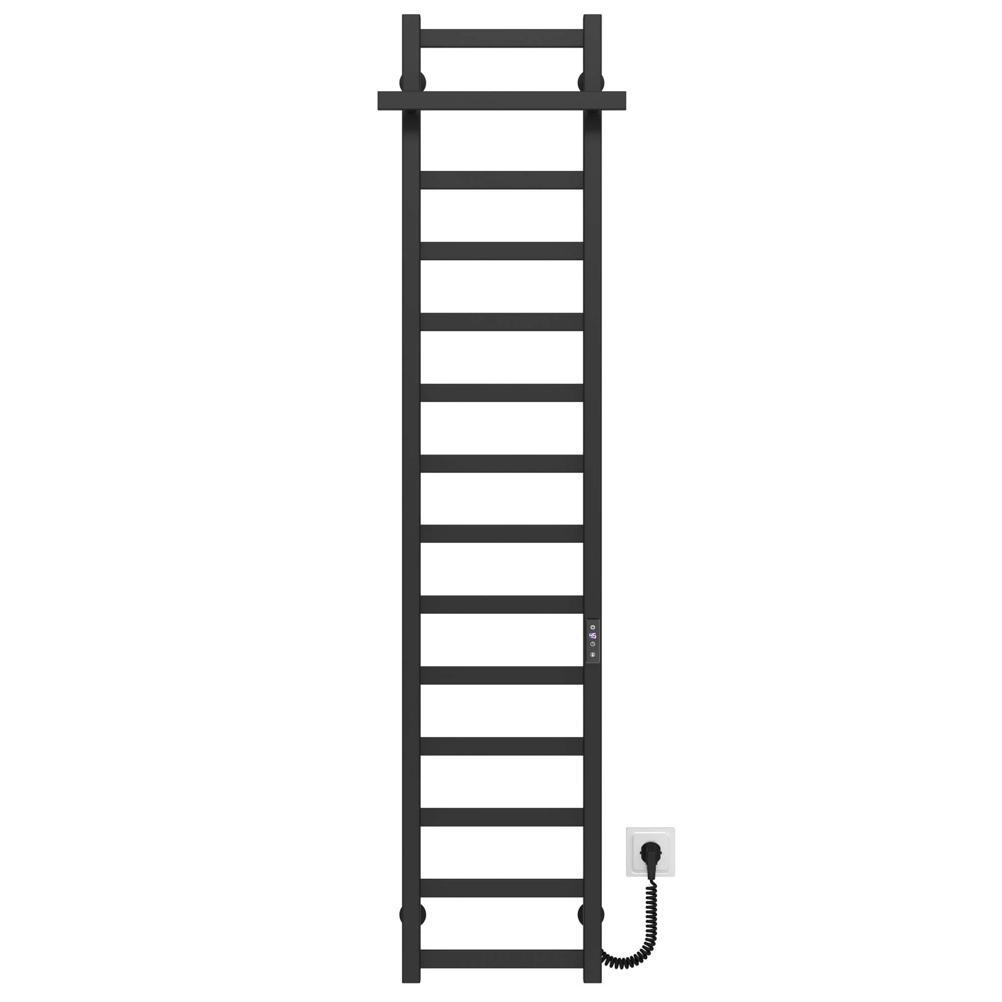 Полотенцесушитель электрический Deffi Nicolе П14 JD04 правое подключение нержавеющая сталь 400х1600 мм Черный (A.NI.160.40.14.EBR2)