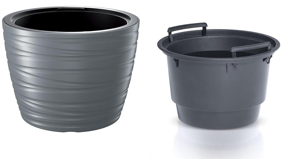 Горшок для цветов Prosperplast MAZE H-34,9 см круглый с вкладышем Серый