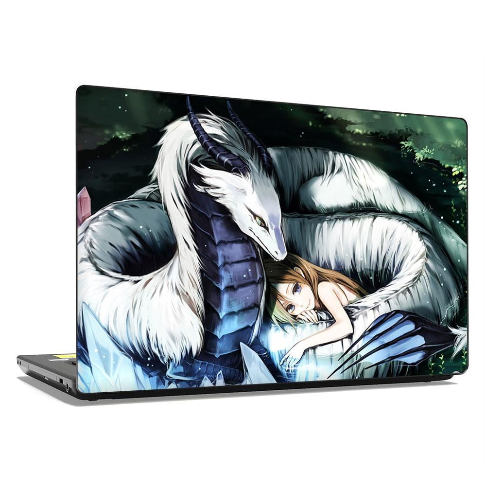 Декоративная наклейка на ноутбук 15,6" Аниме девочка с драконом 380х250 мм (100413)