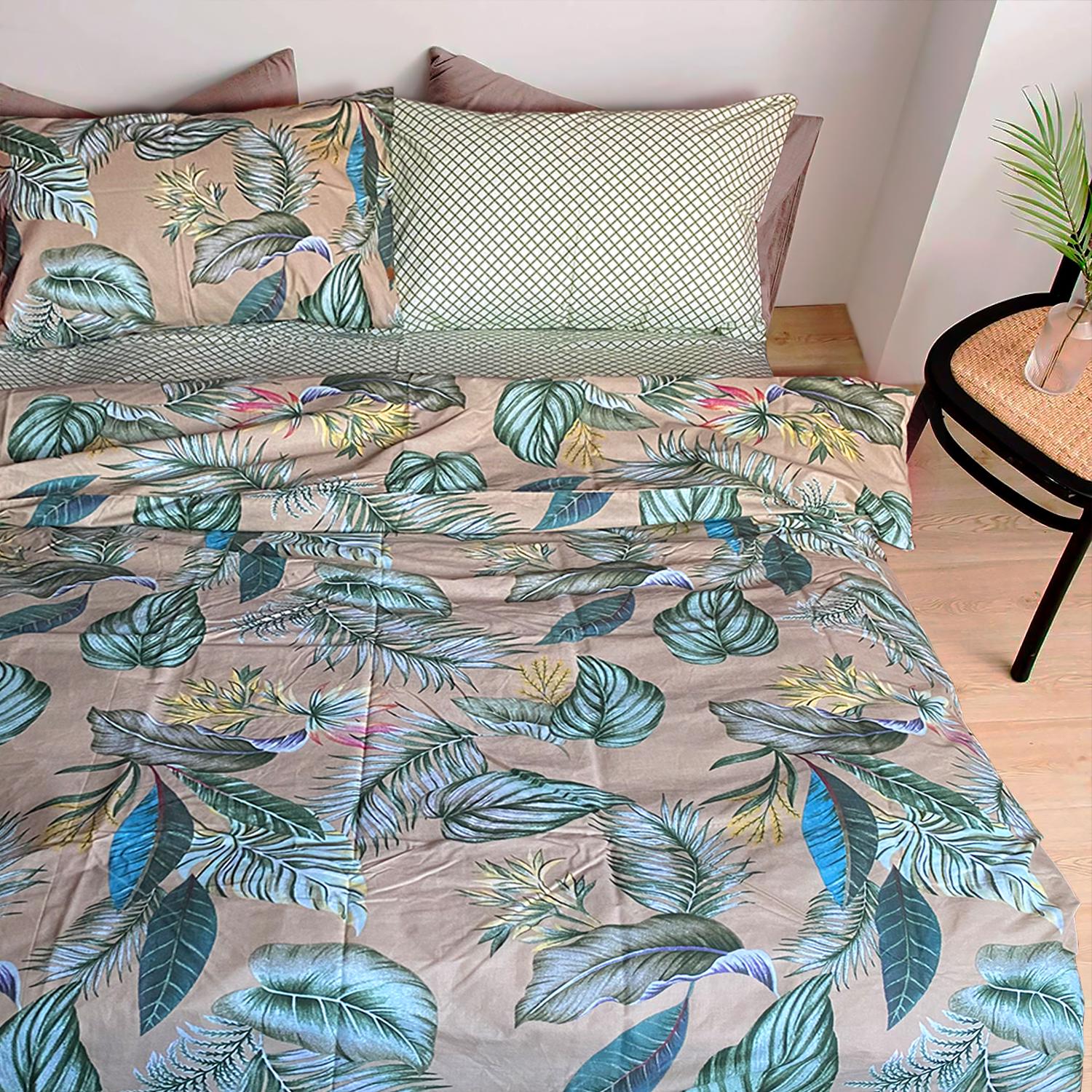 Комплект постельного белья Zastelli Y20960 Revers бязь полуторный 145х210 см Beige/Green (20474)