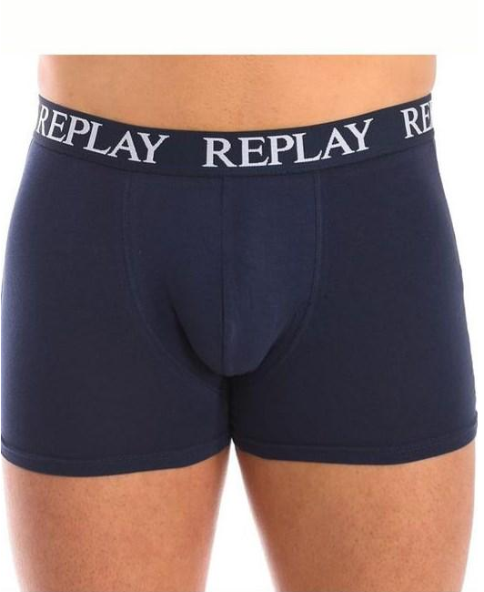 Труси-боксери чоловічі анатомічні Replay 2 шт. S Темно-Синій/Білий - фото 2