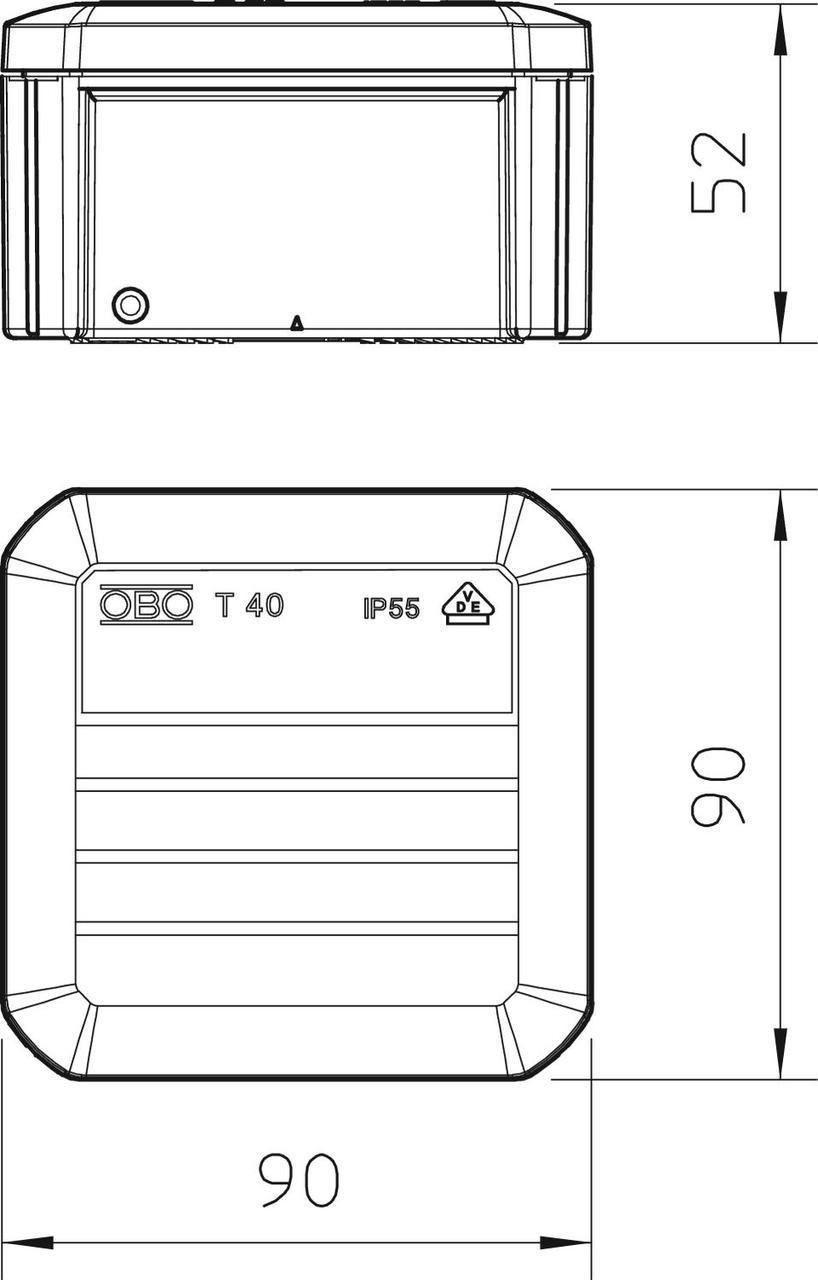Распределительная коробка OBO bettermann Т40 наружная IP56 PP 90х90х52 мм (2007223) - фото 2