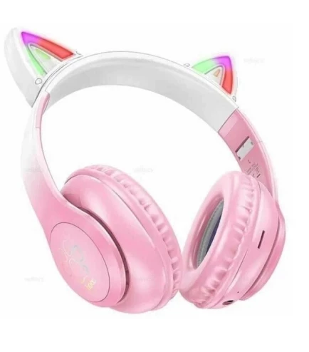 Наушники беспроводные Hoco с микрофоном Cat ears Розовый (W42)