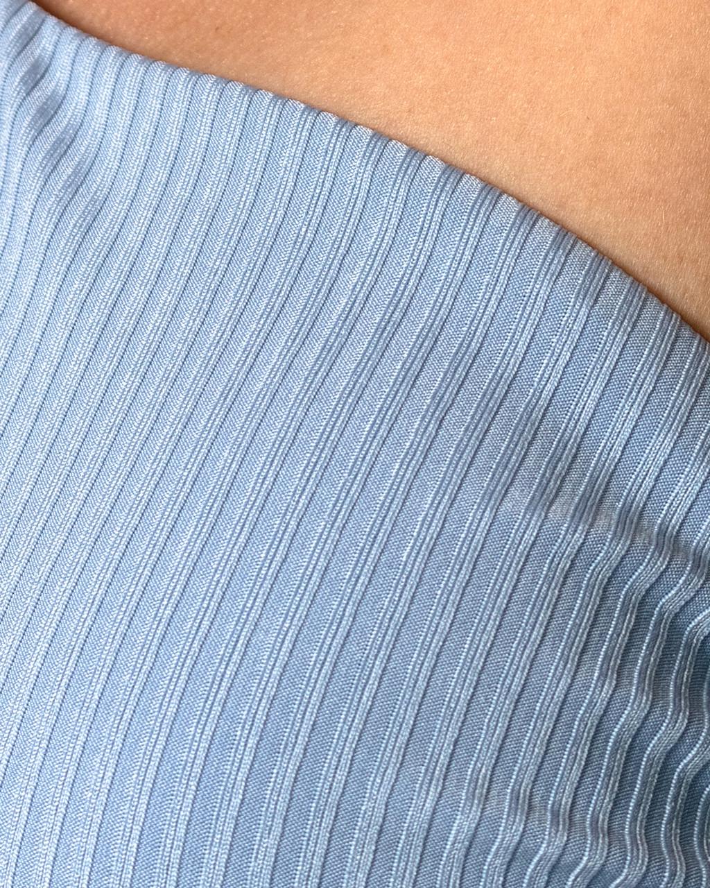 Купальник роздільний жіночий рубчик топ на одне плече із високими плавками Блакитний (1873445193) - фото 6 Купальник роздільний жіночий рубчик топ на одне плече із високими плавками Блакитний (1873445193) - фото 6