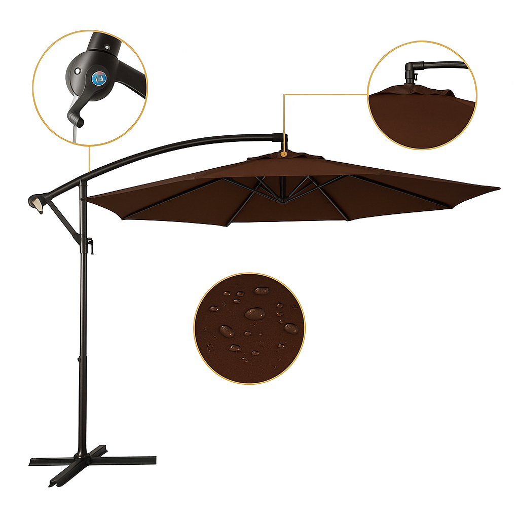 Садова парасолька WCG з поліестеру 160G сталевою рамою регульований кут нахилу з чохлом 3 м Коричневий (W-7011BR1) - фото 5