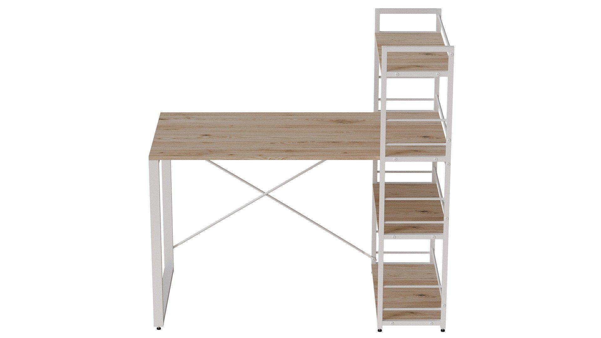 Письмовий стіл Ferrum-decor Konekt з етажеркою метал/ДСП 16 мм Білий/Дуб Артизан (FRD-104226) - фото 2 Письмовий стіл Ferrum-decor Konekt з етажеркою метал/ДСП 16 мм Білий/Дуб Артизан (FRD-104226) - фото 2