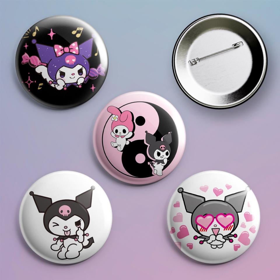 Значки на рюкзак с принтом Kuromi 4 шт.