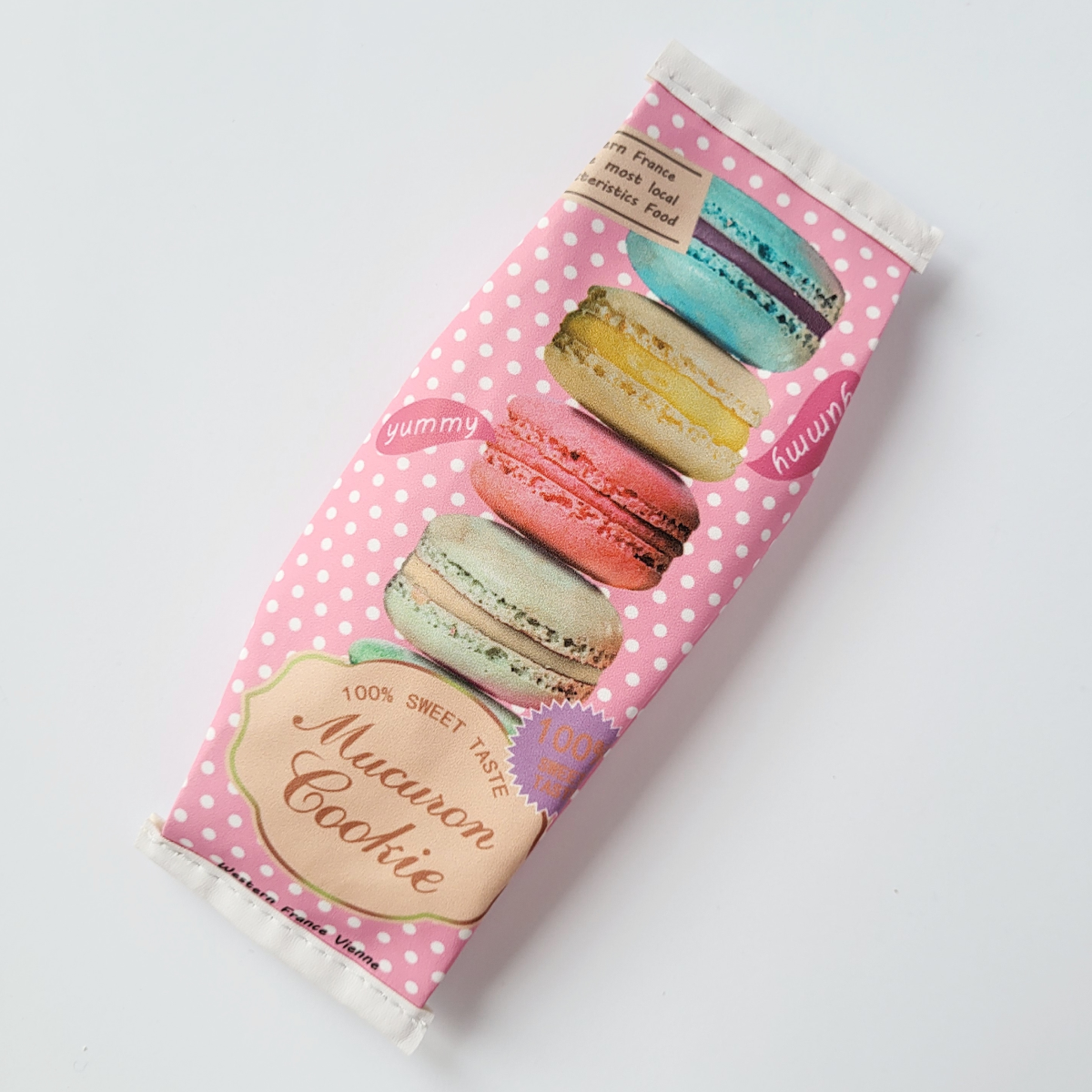 Пенал школьный Пакет с макаронами Macaron Cookie из искусственной кожи Розовый (133)