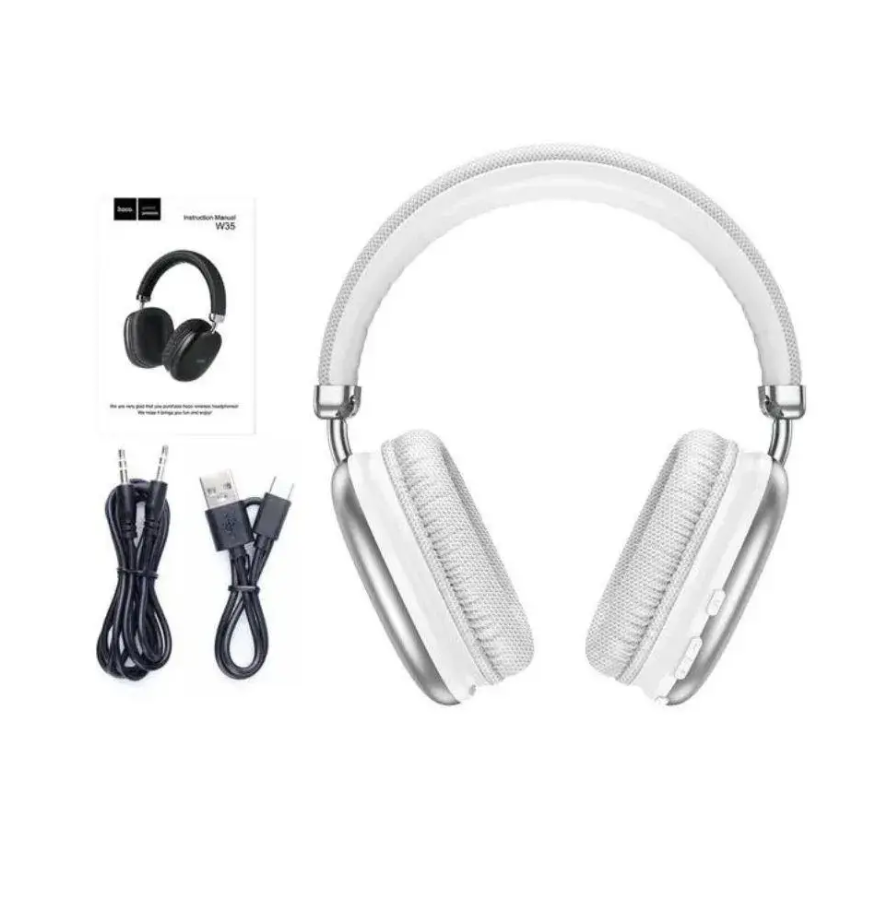 Навушники бездротові Hoco W35 Max Joy BT headphones BT5.3/AUX/TF 90h з мікрофоном Срібний - фото 12