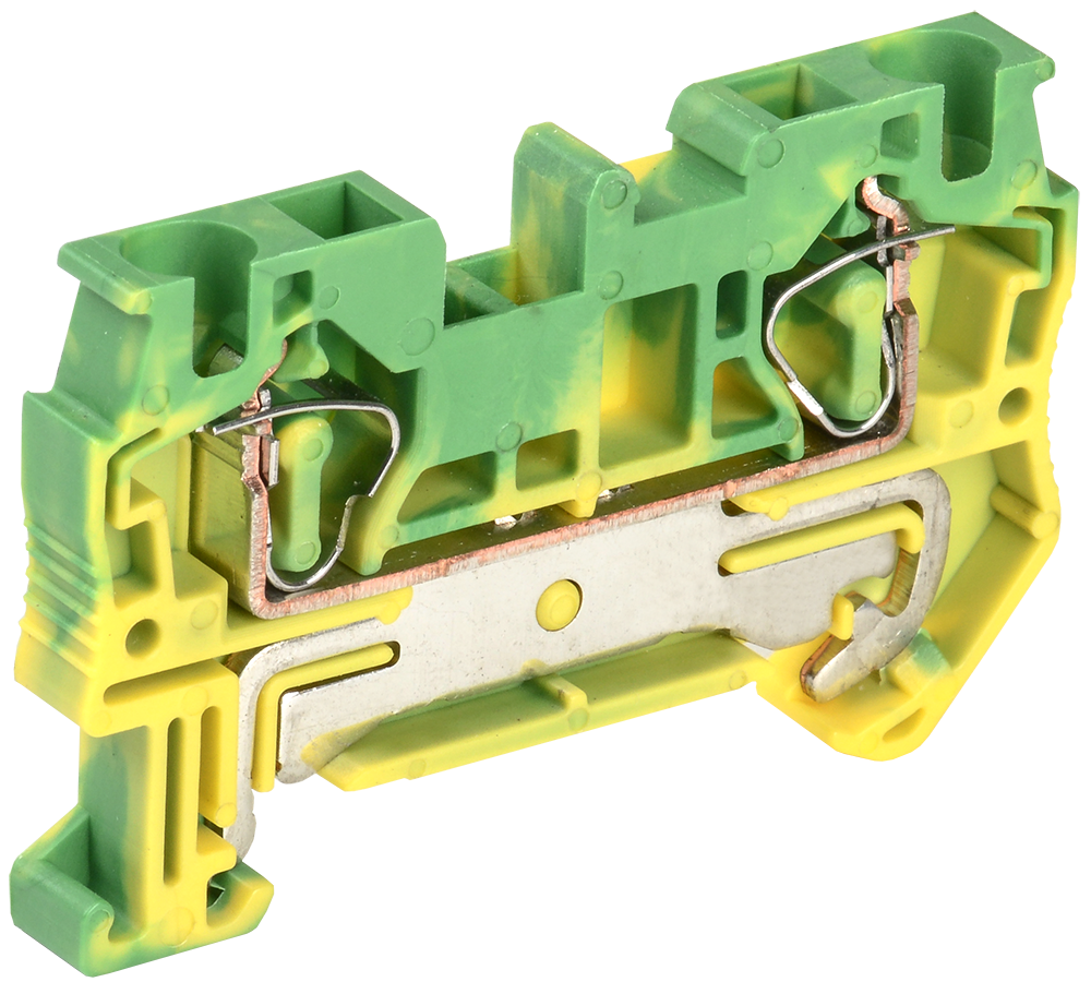 Клемма пружинная наборная УЕК КПИ 2в-4-PEN заземление 41А 4 мм2 х 35,6х6,2х56,3 мм Желто-зеленый (YZN21-004-K52)