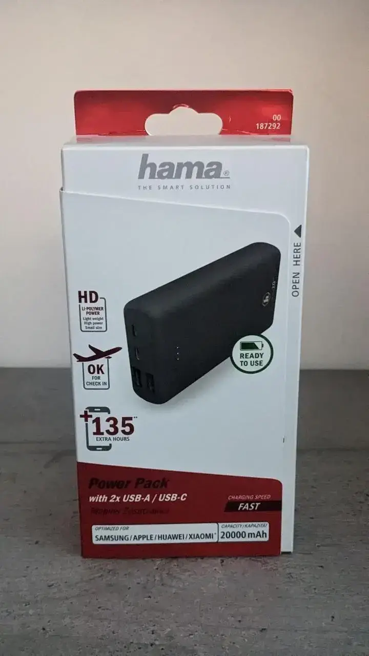 Портативный аккумулятор HAMA Supreme 20HD 20000 mAh Серый (30155586)