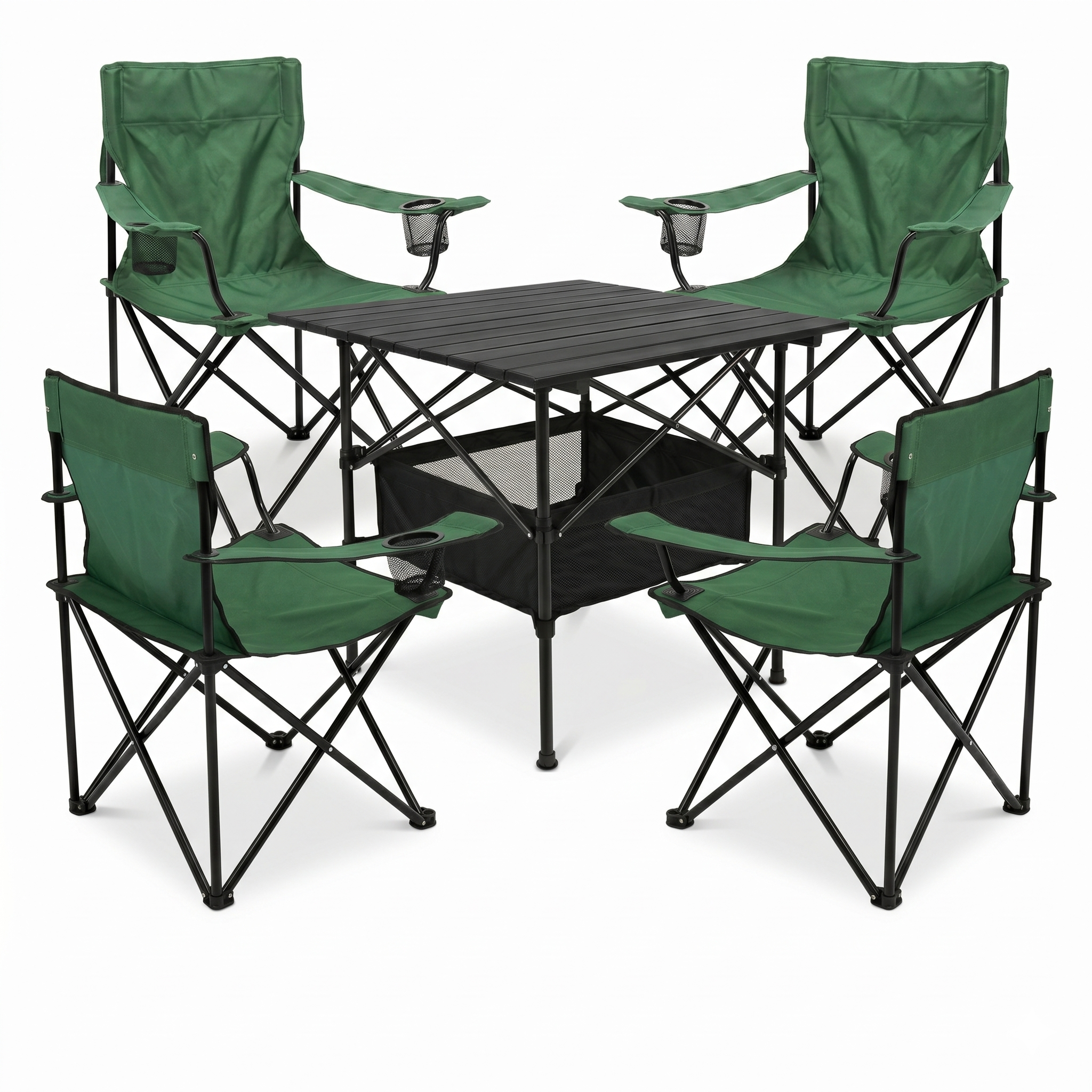 Комплект туристичних меблів LEOBRO стіл 52x52x50 см та 4 крісла Lite Green (35973407)