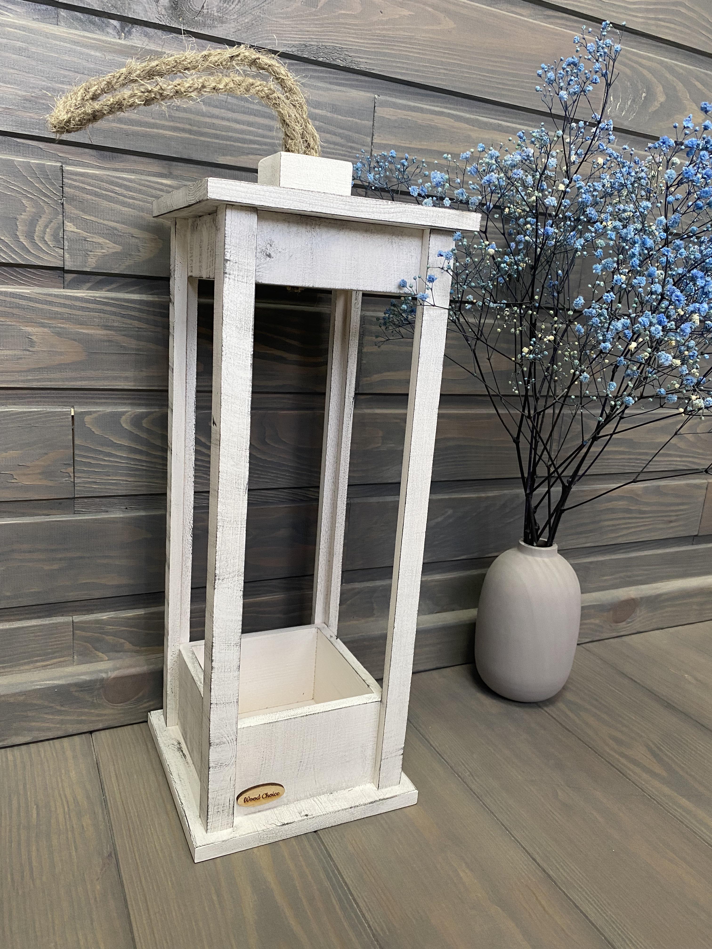 Подсвечник деревянный Wood Choice Фонарь 17х17х45 Бело-серый - фото 1 Подсвечник деревянный Wood Choice Фонарь 17х17х45 Бело-серый - фото 1
