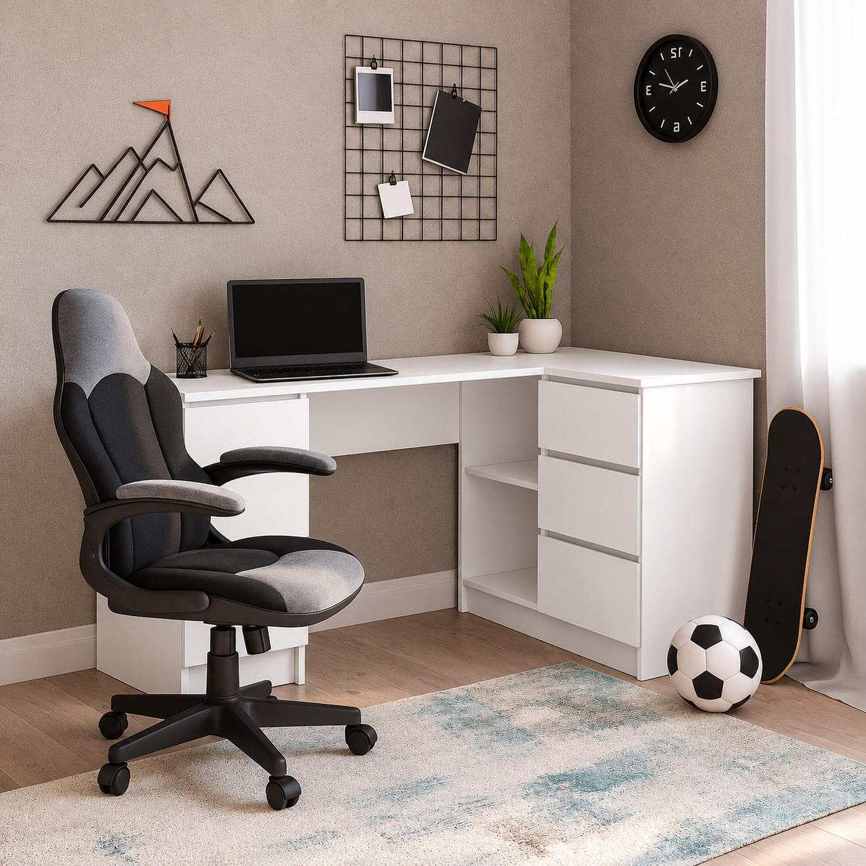 Стіл письмовий кутовий правий Brukline 1Д3Ш Мебель Сервіс 135х50х77 см Білий Стіл письмовий кутовий правий Brukline 1Д3Ш Мебель Сервіс 135х50х77 см Білий