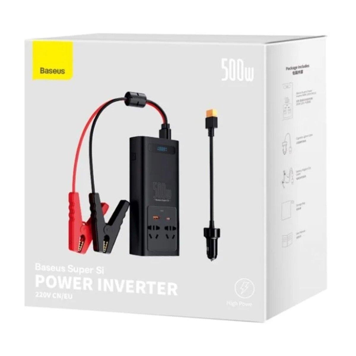 Автомобильный инвертор BASEUS Super Si Power Inverter 500W 220V CN/EU Black - фото 10