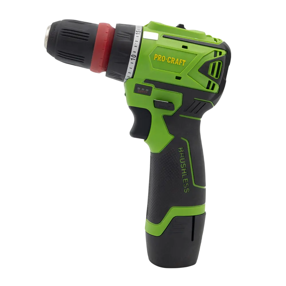 Шуруповерт аккумуляторный бесщеточный ProCraft PA12BL DFR с 1 аккумулятором Li-ion и зарядным устройством с кейсом