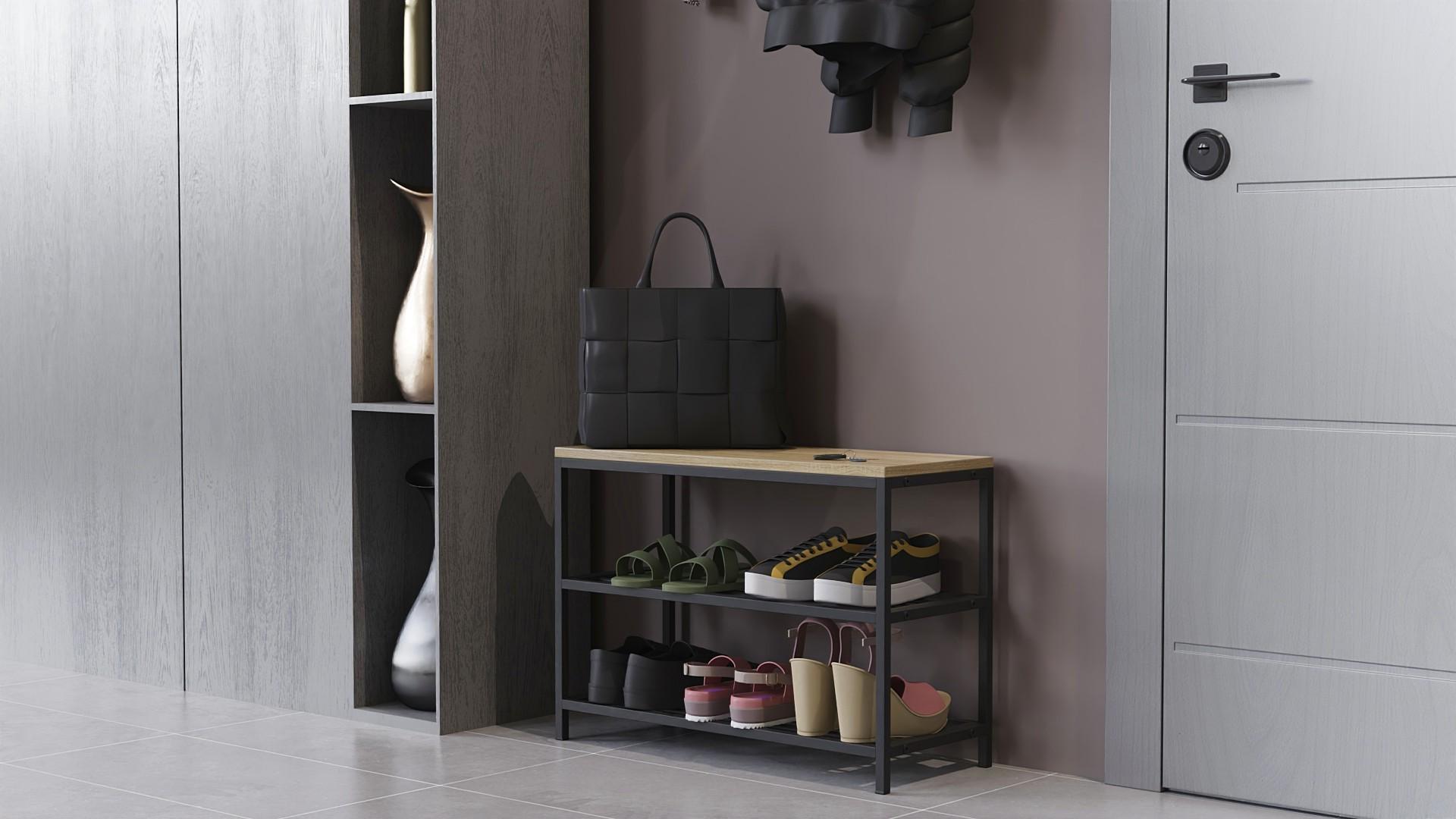 Банкетка универсальная Ferrum-decor Слайм ДСП 16 мм 45x63x26 см Черный/Дуб Сонома (FRD-104072) - фото 7