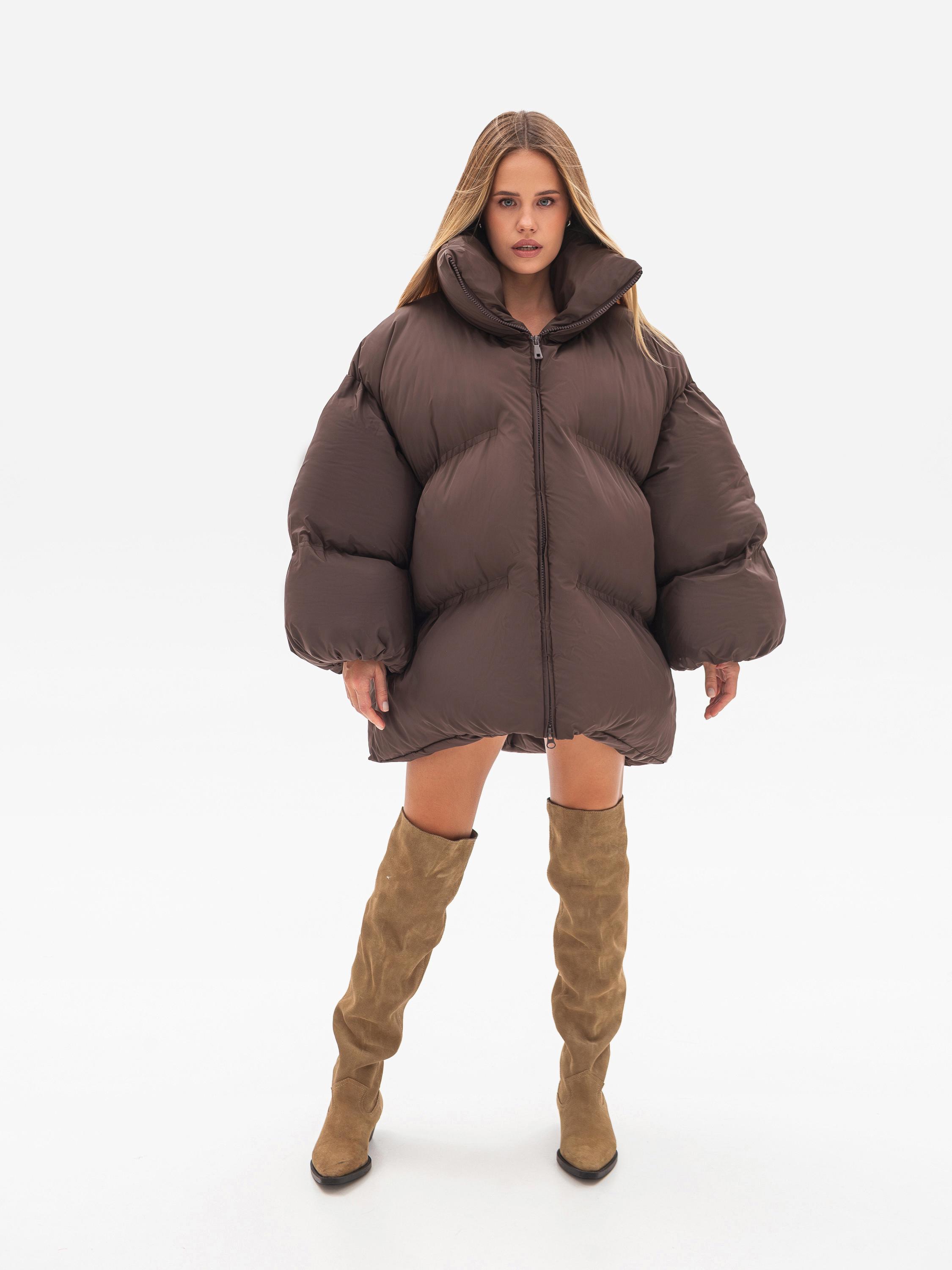 Куртка женская зимняя Oversized Brown S/M/L (1025)