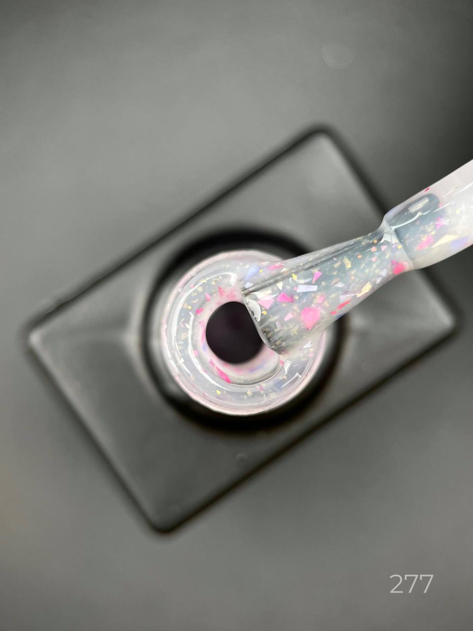 Цветная база Potal yugurt base Дизайнер с поталью/хлопья Юки для маникюра и педикюра 9 мл 277