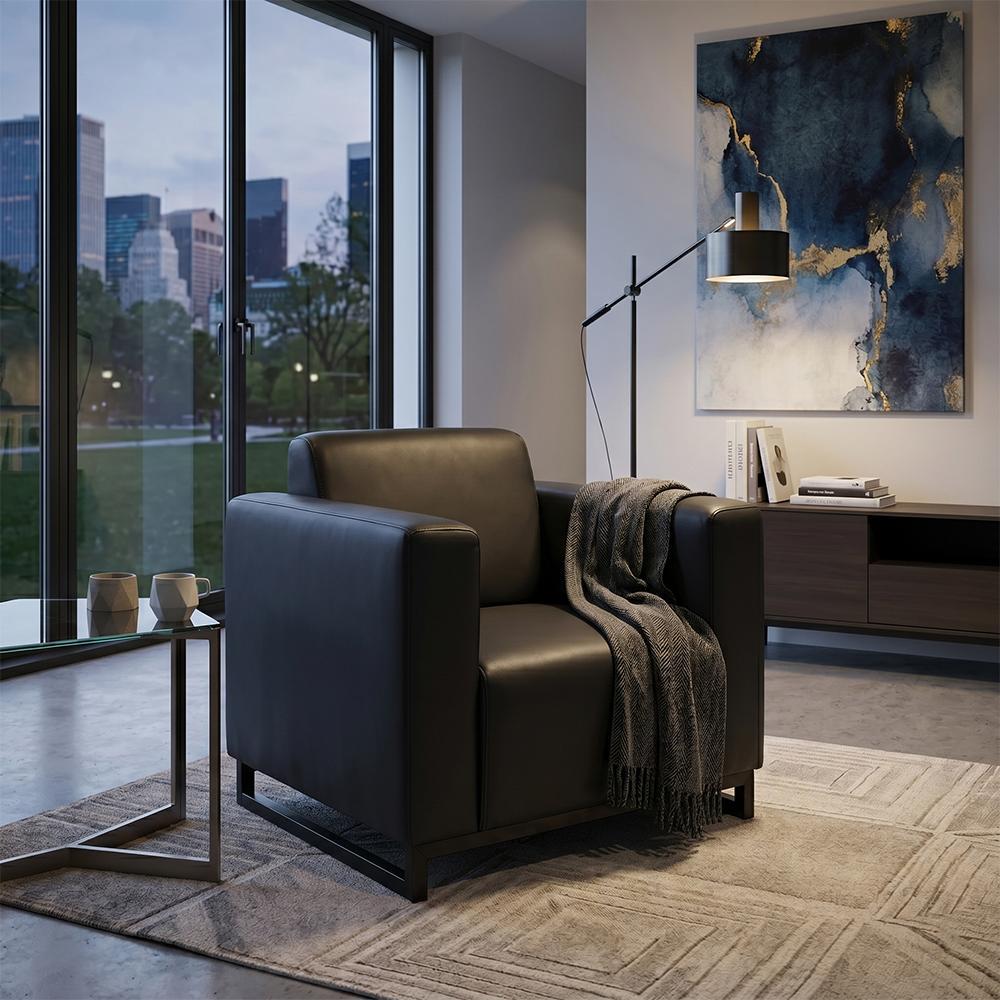 Диван Kansas экокожа Deep металлический каркас 90х75х88 см Black (rich_sofa_00341)