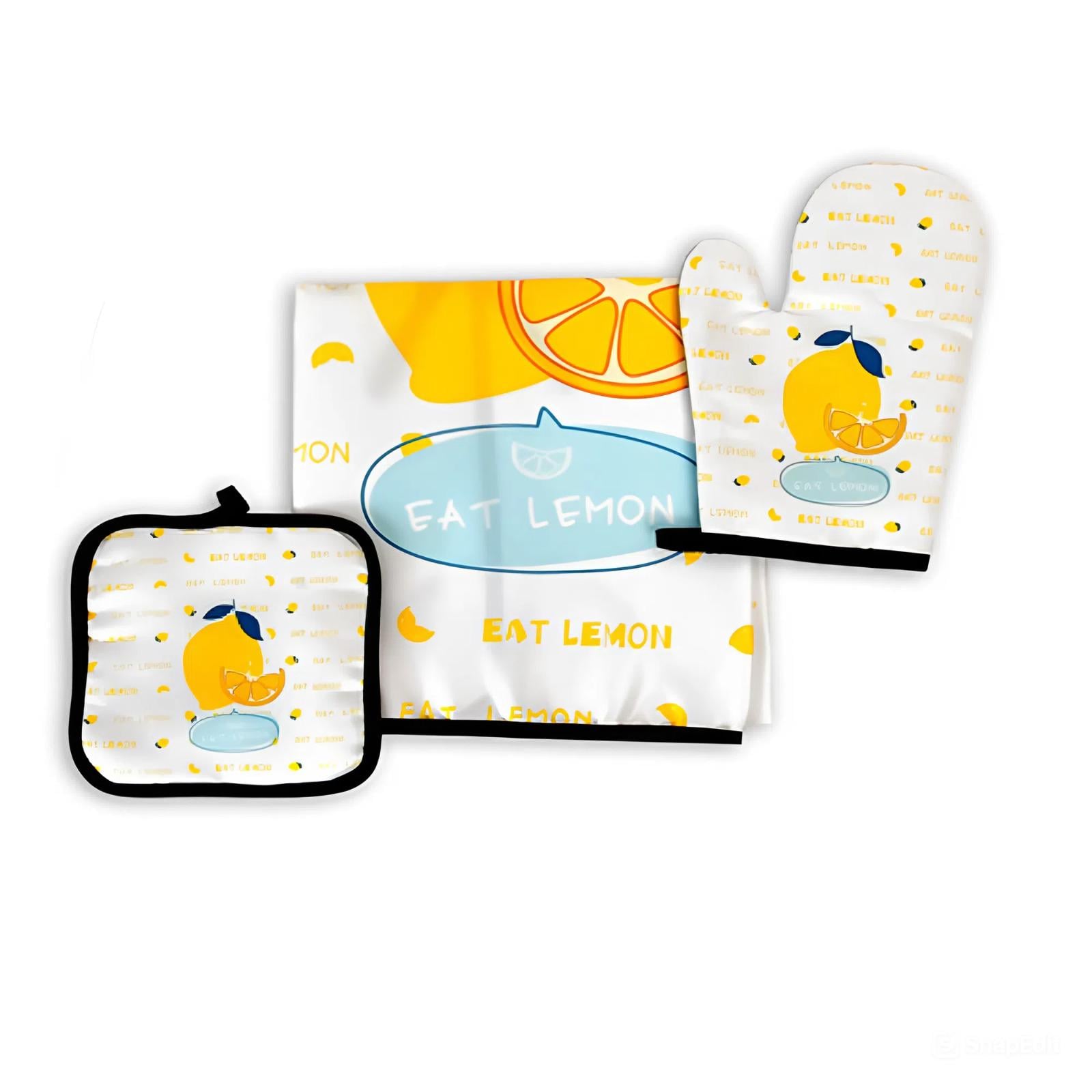 Кухонний набір Stenson R89670 Eat Lemon рукавиця/прихватка/фартух (33087586)