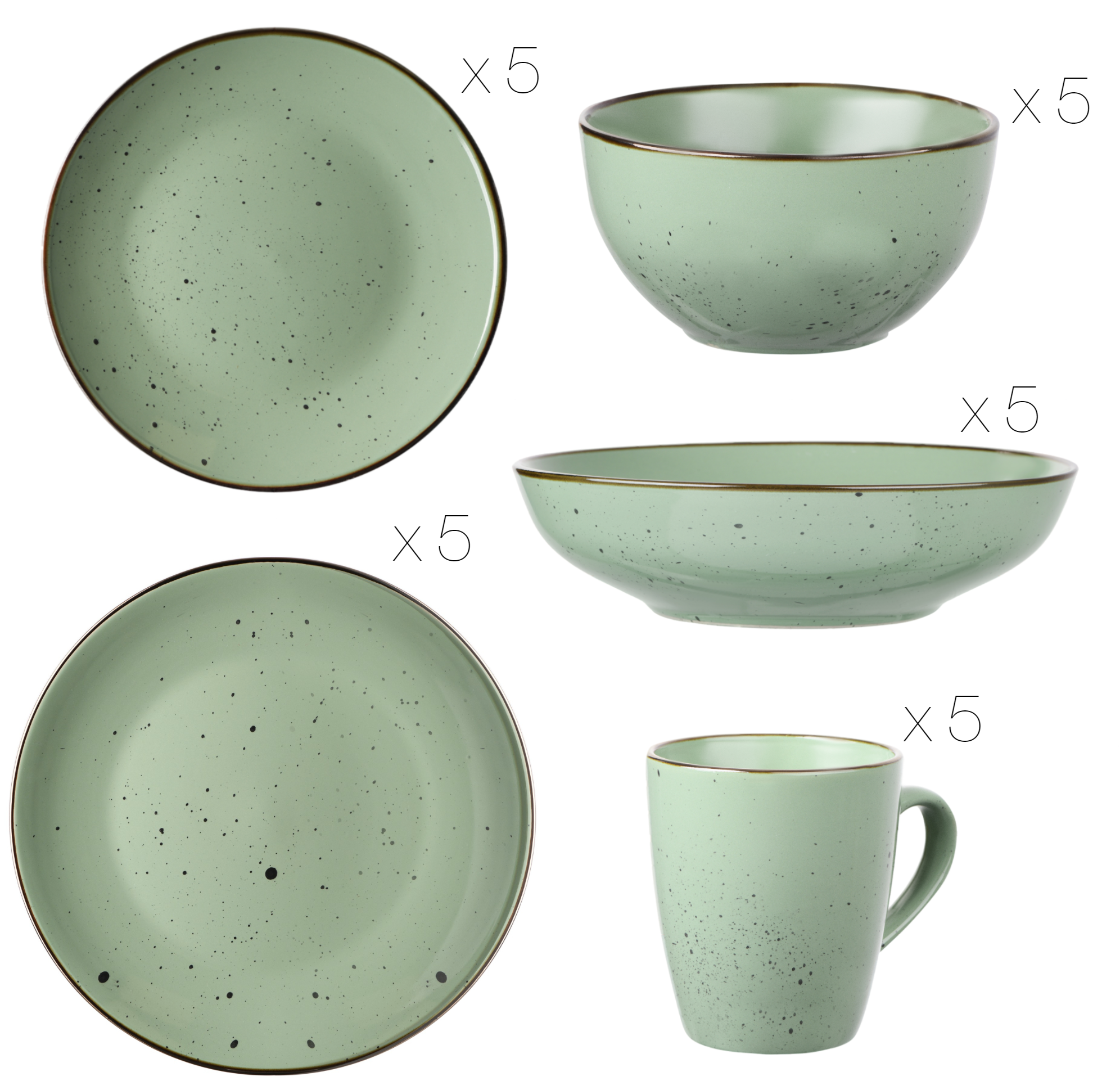 Сервиз столовой посуды Ardesto Bagheria 25 предметов 5 персон каменная керамика Зеленый - фото 3 Сервиз столовой посуды Ardesto Bagheria 25 предметов 5 персон каменная керамика Зеленый - фото 3